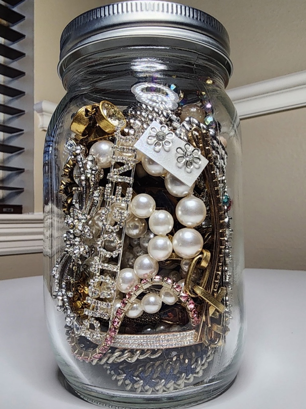 Large Mixed Metals Jewelry Jar